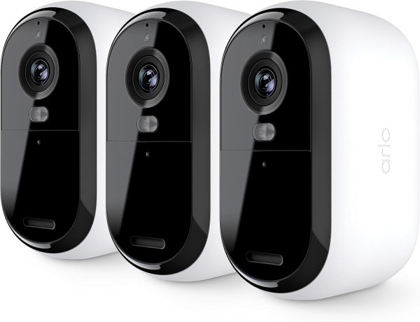 Arlo Essential Security Camera 2K | Indoor - Outdoor | 2nd Gen | Wireless with Spotlight, 2-Way Audio, Color Night Vision, Live Stream, Motion Activiation, Real Time Notifications - White, 3 Cameras