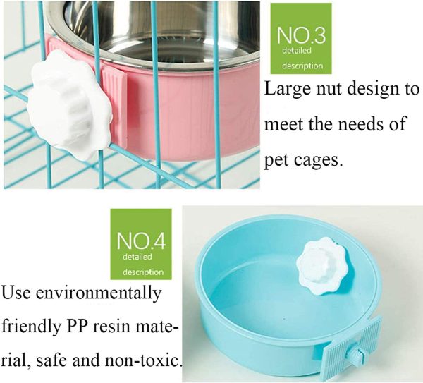 Stainless Steel Removable Pet Food Bowl, Anti-overturn Water Feeder Container, Suitable for Small Dog/Cat/Rabbit, 2 Set of Crate Bowls, Easy to Install and Clean - Image 6