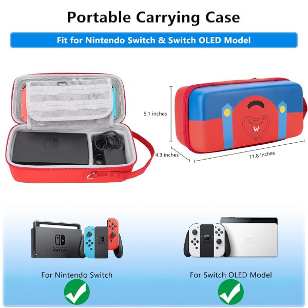 Mario Carry Case for Nintendo Switch/Switch OLED - Built-in Stand Compatible with Switch AC Adapter, Switch Dock or Pro Controller, Portable Travel Case for Switch Console Pro Controller Accessories - Image 2