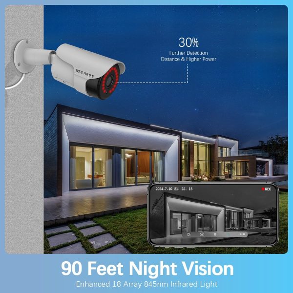 【90ft Super Night Vision】 Wired Security Camera System, Video Camera System for Home Security, Home Security & Surveillance Systems, Video Surveillance System - Image 3