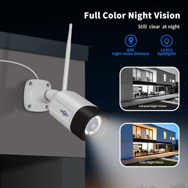 【Wireless Pro,Plug & Play】 Hiseeu 2.5K 5MP WiFi Security Camera System Outdoor,Expandable 16CH 8MP NVR, 1TB HDD,Spotlight,2 Way Audio, IP66 Waterproof, Motion Alert, DC Power Plug-in, 24/7 Recording - Image 2