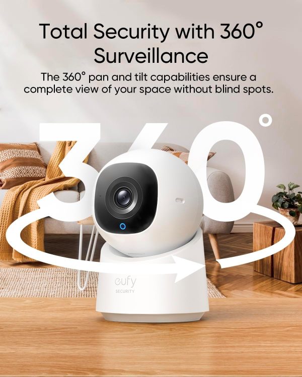 eufy Security Indoor Cam C220, Home Security Camera,2K Resolution with 360° Pan and Tilt, Plug-in Security Indoor Camera with 2.4G Wi-Fi, Human/Motion Al, Night Vision, HomeBase 3 Compatible - Image 2