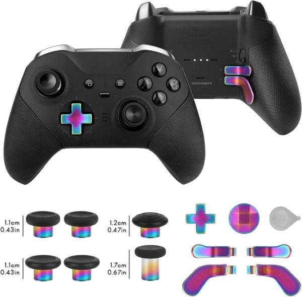 13 in 1 Metal Thumbsticks for Xbox One Elite Series 2 Controller, Elite Series 2 Core Controller Gaming Accessory Parts, Metal Mod 6 Swap Joysticks, 4 Paddles, 2 D-Pads, 1 Tool(Multi-Colored) - Image 2