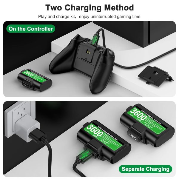 Rechargeable Xbox Controller Battery Pack with 4 Back Covers and a USB C Charging Cable, 2x3600mWh Xbox One Controller Battery Play and Charger kit for Xbox Series X/S Remote - Image 4