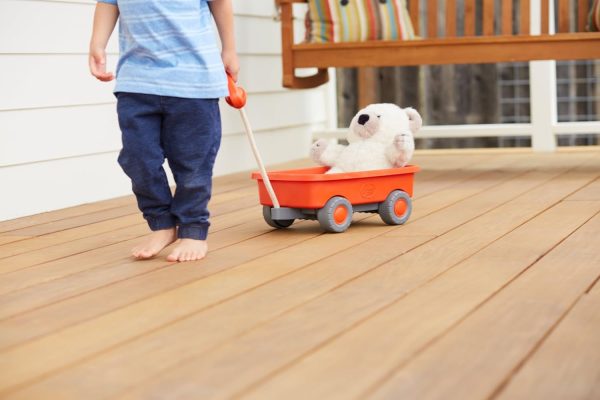 Green Toys Wagon, Orange - Pretend Play, Motor Skills, Kids Outdoor Toy Vehicle. No BPA, phthalates, PVC. Dishwasher Safe, Recycled Plastic, Made in USA. - Image 4