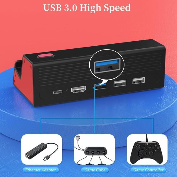 HEIYING Switch TV Docking Station for Nintendo Switch/Switch OLED, Portable Switch TV Dock Charger Stand with 4K HDMI Adapter/USB Port/Type C Charger Port. - Image 5