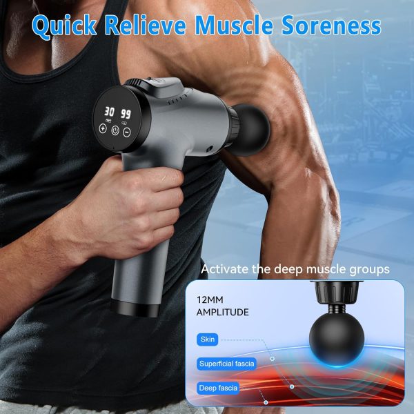 Massage Gun, Muscle Massage Gun for Athletes Handheld Electric Deep Tissue Back Massager, Percussion Massage Device for Pain Relief with 30 Speed Levels 9 Heads,Father's Day Gifts - Image 6