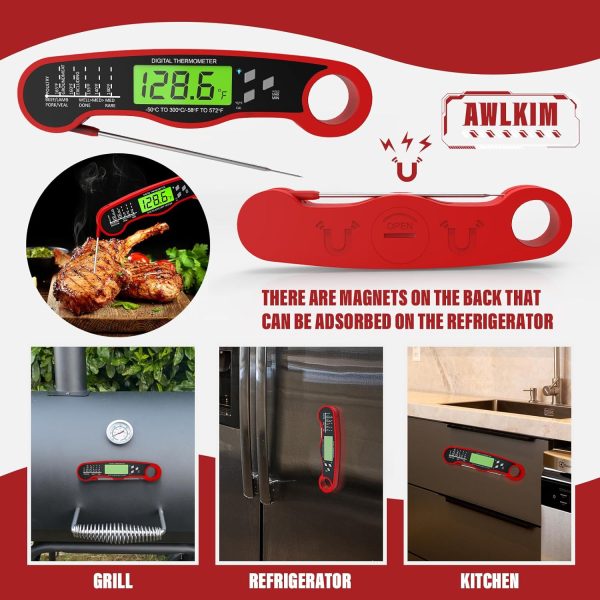 Digital Meat Thermometer for Cooking - Waterproof Kitchen Thermometer with Backlight and Hold, Fast Instant Read Food Thermometer, Candy Making, Outside Grill, Stocking Stuffers for Adult Men - Image 6