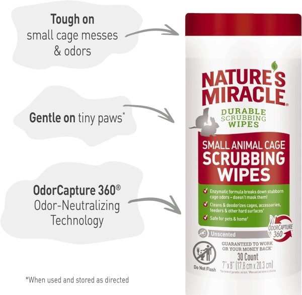 Nature's Miracle Small Animal Cage Scrubbing Wipes 30Ct - Image 6