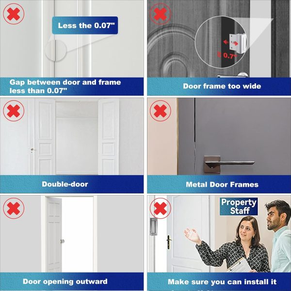 Door Reinforcement Lock Withstands 800lbs of Force - White Extra Child Proof Door Lock with 8 Screws Prevents Unauthorized Entry,Add a Door Security Lock for Home Safety & Privacy - Image 2