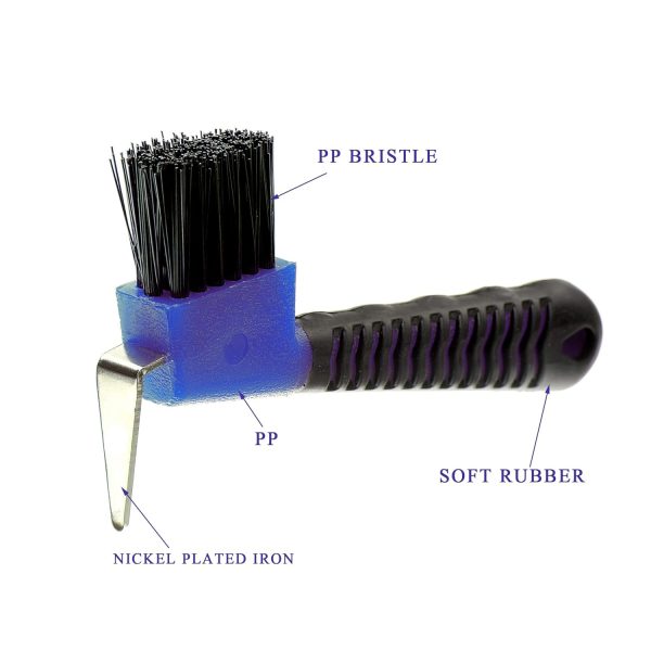 Horse Hoof Pick Brush with Soft Touch Handle (Royal Blue) - Image 4