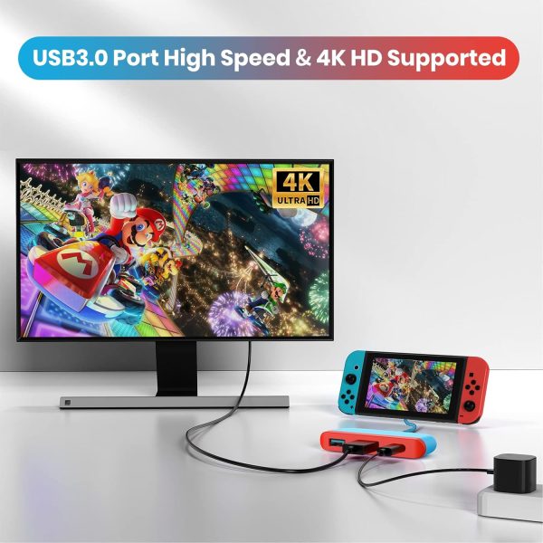 NEWDERY Switch Dock for Nintendo, Switch Docking Station for TV, Type C to 4K HDMI Hub Switch TV Adapter, Portable Travel PD Charging Dock for Nintendo Switch OLED/Steam Deck/Samsung DeX - Image 3