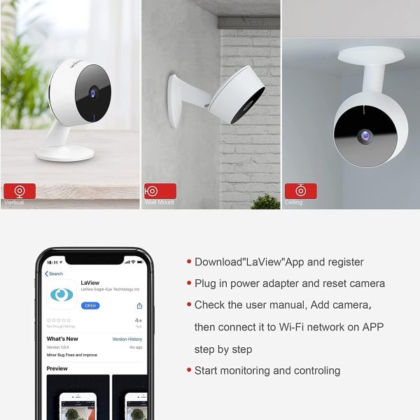 LaView 4MP 2K Cameras for Home Security Indoor,Home Security Camera for Baby/Elder/Pet/Nanny,Baby Cam Starlight Sensor Color Night Vision,US Cloud Service,Works with Alexa - Image 6