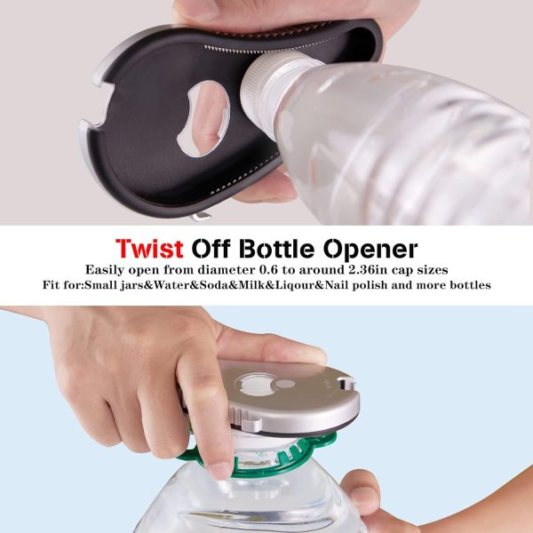 Multifunctional Bottle/Jar and Can Opener,Twist-Off Plastic Water Bottle,Pull Tab Soup,Magnet Beer Opener,for Weak Hands,Seniors,Elderly,Rheumatoid Arthritis, Lid Seal Remover(Silver) - Image 3