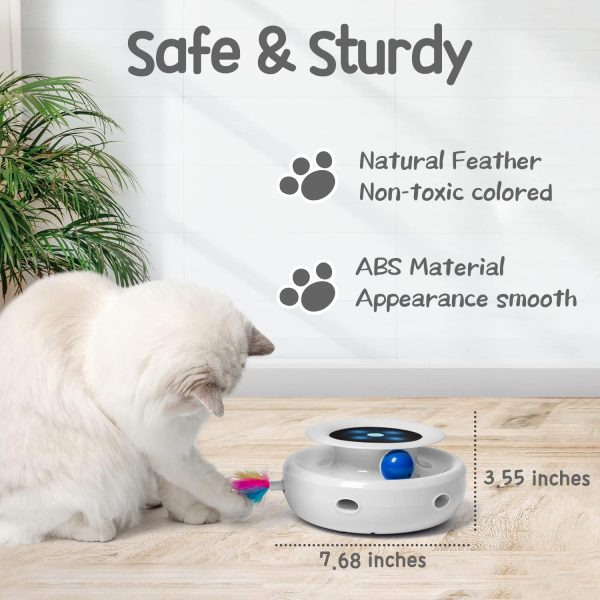 ORSDA 2in1 Interactive Toys for Indoor Cats, Timer Auto On/Off, Cat Toy Balls & Ambush Electronic Cat Mice Toy for Entertainment with 6pcs Feathers, Dual Power Supplies - Image 3