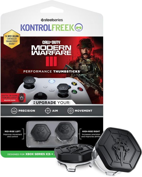 KontrolFreek Call of Duty: Modern Warfare III Performance Thumbsticks for Xbox One (XB1) and Xbox Series X (XBX) | 1 High-Rise, 1 Mid-Rise | Black/Clear