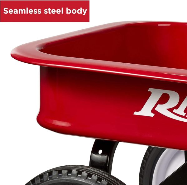 Radio Flyer Durable All Steel Seamless Body Wagon Featuring Original and Classic Iconic Design for Kids Ages 1 Year Old and up, Red - Image 7