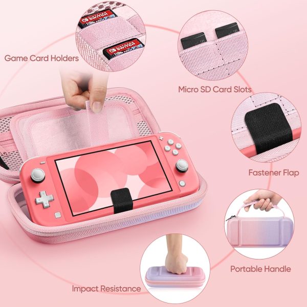 Fintie Case for Switch Lite, 8 in 1 Switch Lite Accessories Bundle with Nintendo Switch Lite Carrying Case, Soft TPU Clear Case, Switch Lite Screen Protector, Switch Thumb Grips, Fantasy Ombre - Image 3