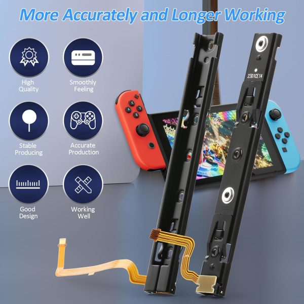 Left and Right Slide Rail for Nintendo Switch Console Slide Rail Bar Replacement with Flex Cable for NS Nintendo Switch Console Rebuild Track Accessories Repair Parts(with Console Screws) - Image 4