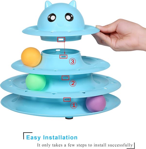 UPSKY Cat Toy Roller 3-Level Turntable Cat Toys Balls with Six Colorful Balls Interactive Kitten Fun Mental Physical Exercise Puzzle Kitten Toys - Image 3