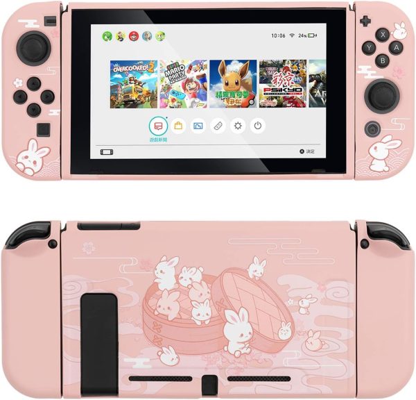 GeekShare Protective Case for Switch, Soft TPU Slim Case Cover Compatible with Nintendo Switch Console and Joy-Con (Steamed Bun Rabbit)