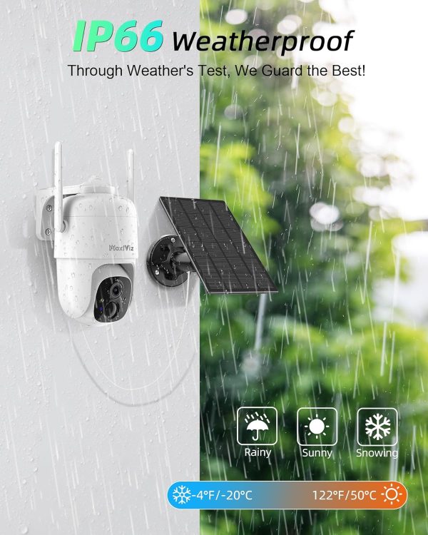 Solar Security Camera Wireless Outdoor, 360° View Cameras for Home Security Outside with AI Motion Detection, 2K Color Night Vision, Two-Way Talk, IP66 Weatherproof, SD/Cloud Storage (2 Pack) - Image 5