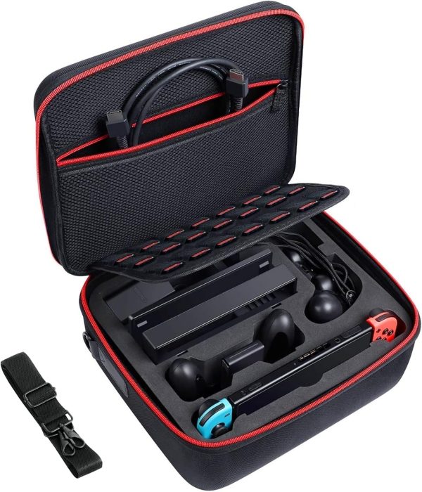 COOWPS Switch Case Compatible with Nintendo Switch and Switch OLED Model, Portable Tailored Protection Travel Case for Switch Console Pro Controller Accessories, Black - Image 8