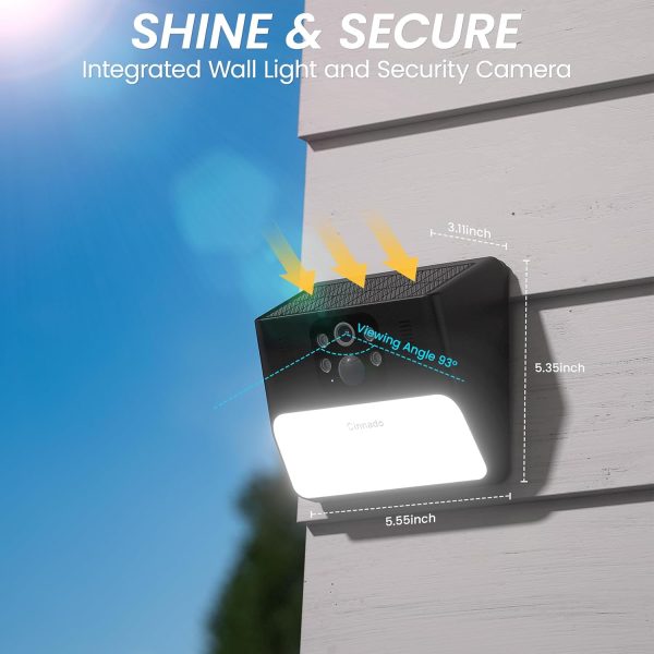 Outdoor Camera Wireless-2.4G 2K Solar Wall Light Cameras for Home Security with AI Motion Detection, Waterproof,Motion Activated Light, Siren Cloud/SD Storage, Works with Alexa/Google Home,S2