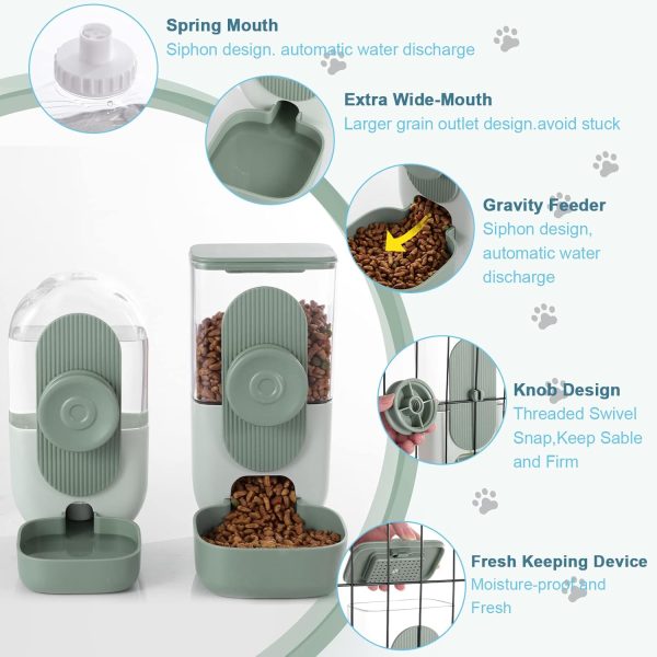 Hanging Automatic Food Water Dispenser,Gravity Rabbit Feeder Water Dispenser Set,Cage Cat Water Dispenser,Food Bowl for Bunny Guinea Pig Ferret Water Dispenser (Cage Grid Spacing Over 1.2'') - Image 7