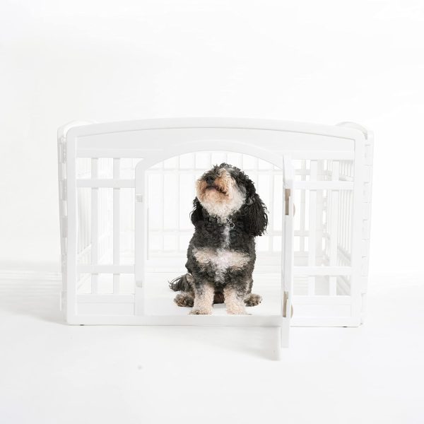 IRIS USA 24" Exercise 4-Panel Pet Playpen with Door, Dog Playpen, Puppy Playpen, for Puppies and Small Dogs, Keep Pets Secure, Easy Assemble, Fold It Down, Easy Storing, Customizable, White - Image 7