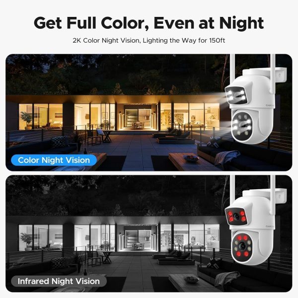 CAMCAMP Wireless Security Camera System Outdoor, 2K Dual Lens Linkage 2.4G/5G WiFi PTZ Camera, Auto Tracking, Human Detection, Light Alarm, 24/7 Record, Two-Way Audio,10CH Expandable NVR, 500GB HDD - Image 6