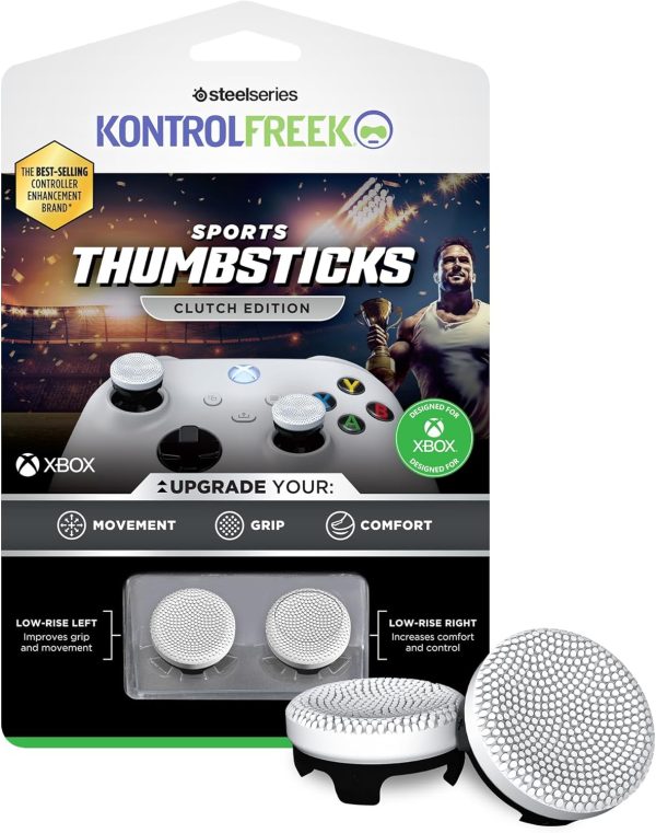 KontrolFreek Clutch for Xbox One and Xbox Series X Controller | Performance Thumbsticks | 2 Low-Rise Concave | Black & White