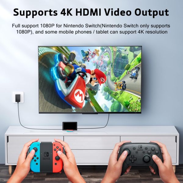 Docking Station for Nintendo Switch/Nintendo Switch OLED, TV Switch Dock Station Charging Dock with 4K HDMI/USB 3.0/ USB-C Port,Compatible with Official Nintendo Switch Dock (Red) - Image 4