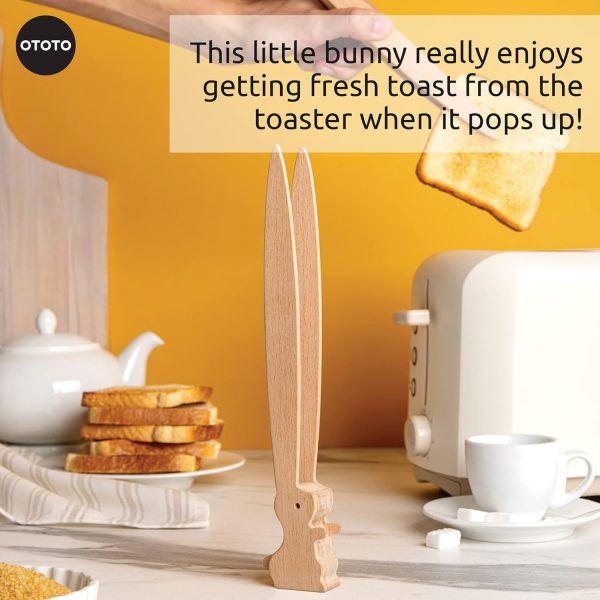 OTOTO Bernie Bunny Toaster Tongs - Rabbit Toast Tongs, Wooden Tongs for Toaster, Wooden Toaster Tongs, Kitchen Tongs - Multipurpose Mini Tongs for Appetizers, Wood Utensils & Cute Kitchen Gadgets - Image 4