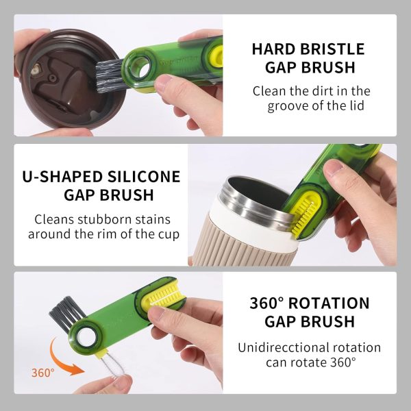 3 in 1 Cup Lid Gap Cleaning Brush Set, Multifunctional Insulation Bottle Cleaning Tools, Mutipurpose Tiny Silicone Cup Holder Cleaner, Home Kitchen Cleaning Tools - Image 4