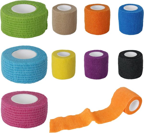 Self-Adhesive Bandages, First aid Tape for Dogs' Legs, Paws, Wounds, Horses, Cats, Birds, Animals, 9 Veterinary Bandages for pet Dogs and Horses, Wrist sprains and Swelling (Multiple Colors)