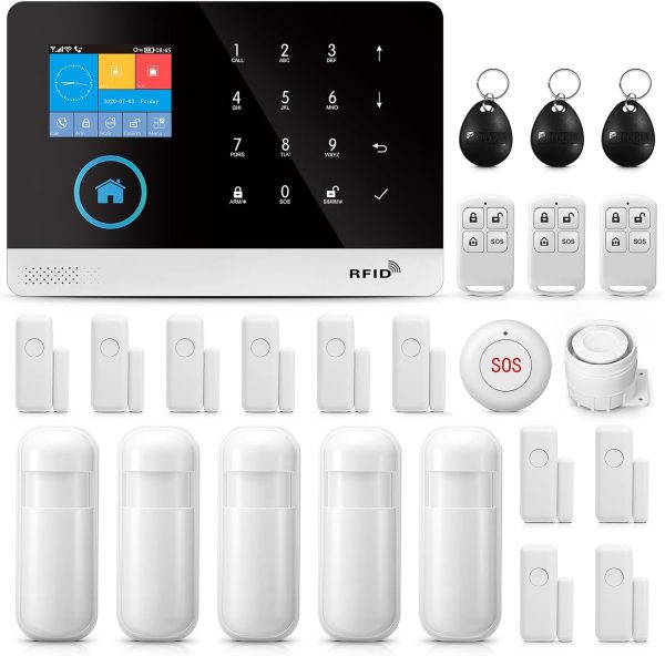 Smart Home Security System 24 Kits,Wireless Alarm Security System APP Alert,Remote Controls,Monitor Window Door Sensor,Work w/Alexa for Villa Home Apartment