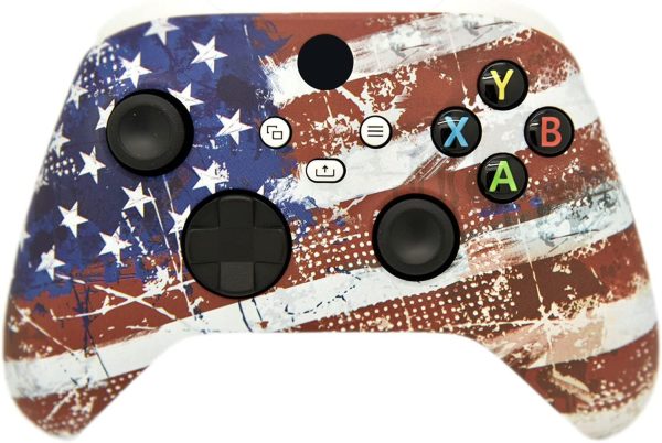 Hand Airbrushed Fade Custom Controller Compatible with Xbox Series X/S & Xbox One (Series X/S U.S Flag/White)