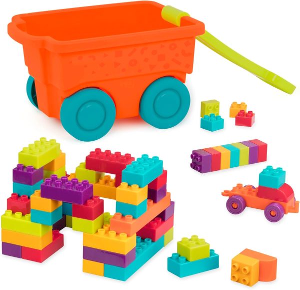 Battat – Building Blocks & Wagon – 55-Piece Block Set – Construction Playset For Kids, Toddlers – Developmental Toy – 18 Months + – Locbloc Wagon