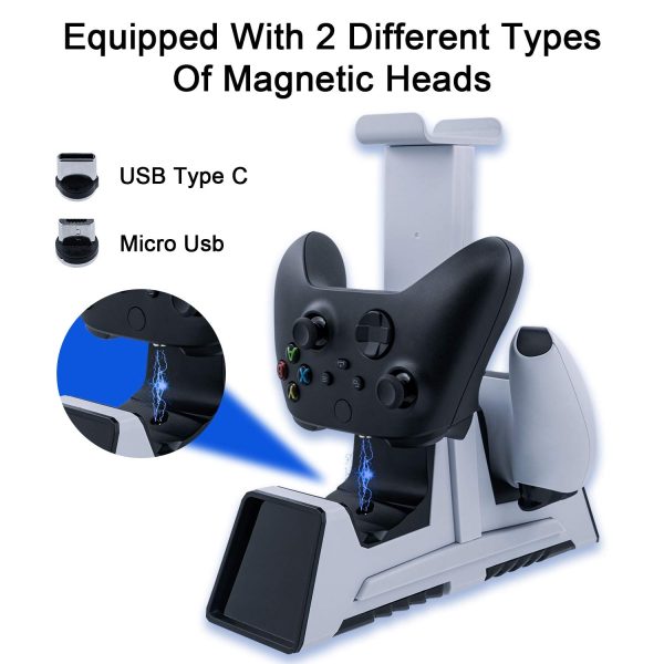 Mcbazel Dual Charging Station with Headset Holder for PS5, Fast Charging Dock with LED Indicator for PS5/ PS4/ Switch Pro/Xbox One/Xbox One Slim/Xbox Elite/Xbox Series X&S Controllers - Image 4