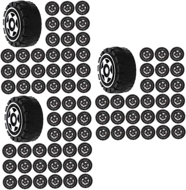 150 Pcs Toy Tire Accessories Replacement Car Wheels Car Wheels Toys Playthings Science Project Wheels Car Assemble Wheels Toy Wheel Tires Small Wheels Plastic