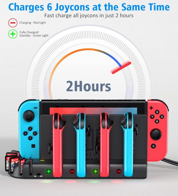 Switch Controller Charging Dock Station Compatible with Nintendo Switch Accessories & OLED Model Joycons, KDD Switch Controller Charger Docking Station with Upgraded 8 Switch Games - Image 3