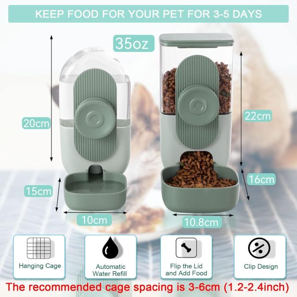 Hanging Automatic Food Water Dispenser,Gravity Rabbit Feeder Water Dispenser Set,Cage Cat Water Dispenser,Food Bowl for Bunny Guinea Pig Ferret Water Dispenser (Cage Grid Spacing Over 1.2'') - Image 5