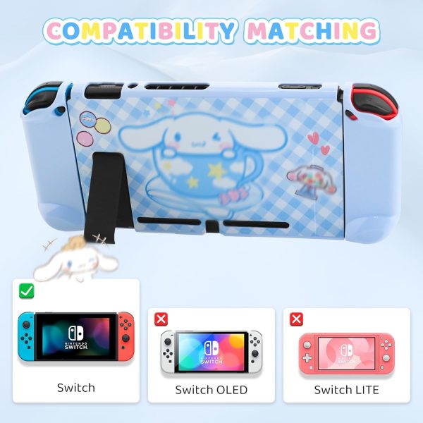 HYPERCASE Cute Switch Carrying Case Set, Blue Dog Travel Accessories Storage for Nintendo Switch Console, with PC Protective Cover, HD Screen Protector, Shoulder Strap & 2 Kawaii Thumb Caps - Image 5