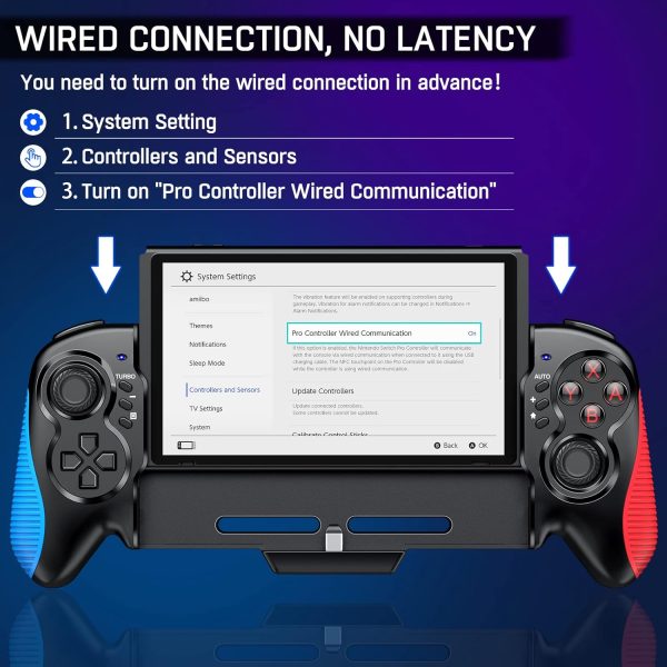 Gammeefy Switch Controller for Switch/OLED, Hall Effect One-Piece Joypad Controller Replacement for Switch Pro Controller, Switch Controllers Remote with Adjustable Turbo and Dual Motor Vibration - Image 5