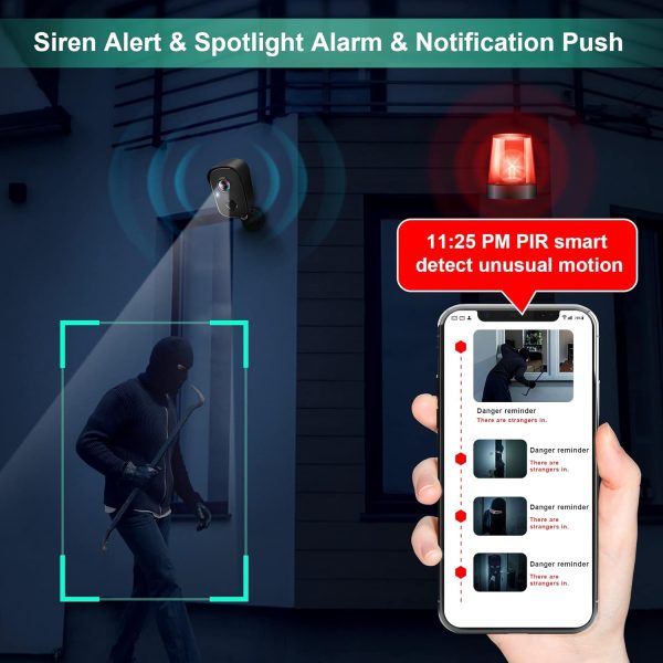 Security Cameras Wireless Outdoor, 2K Battery Powered AI Motion Detection Spotlight Siren Alarm WiFi Surveillance Indoor Home Camera, Color Night Vision, 2-Way Talk, Waterproof, Cloud/SD Storage - Image 4