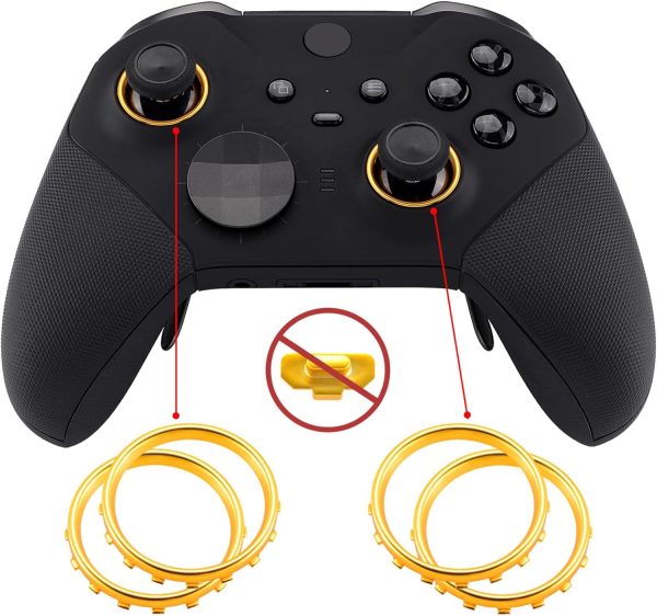 eXtremeRate Matte Chrome Gold Accent Rings Accessories for Xbox One Elite Controller, Replacement Parts Profile Switch Buttons for Xbox One Elite Controller (Model 1698) - Pack of 2 - Image 3