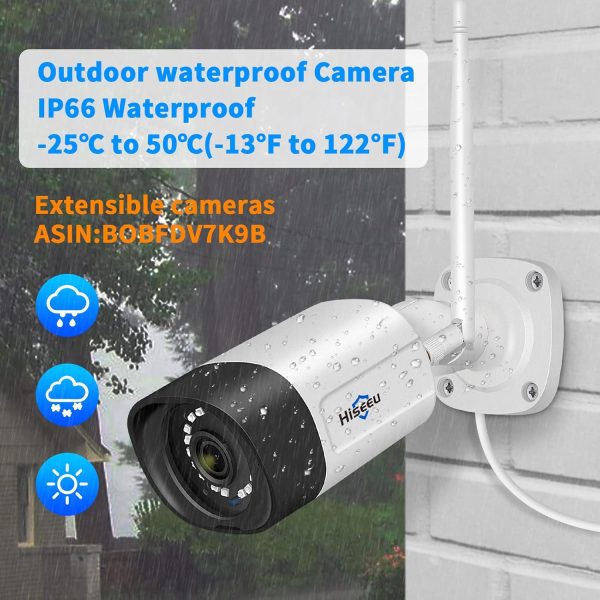 【Wireless Pro,Plug & Play】 Hiseeu 2.5K 5MP WiFi Security Camera System Outdoor,Expandable 16CH 8MP NVR, 1TB HDD,Spotlight,2 Way Audio, IP66 Waterproof, Motion Alert, DC Power Plug-in, 24/7 Recording - Image 8