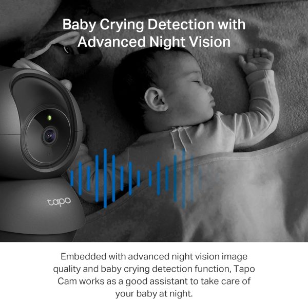 Tapo TP-Link 2K Pan/Tilt Indoor Security Camera for Baby Monitor, Pet Camera, Motion Detection & Tracking, 2-Way Audio, Cloud & SD Card Storage, Works w/Alexa & Google Home, Black, C211(2-Pack) - Image 5