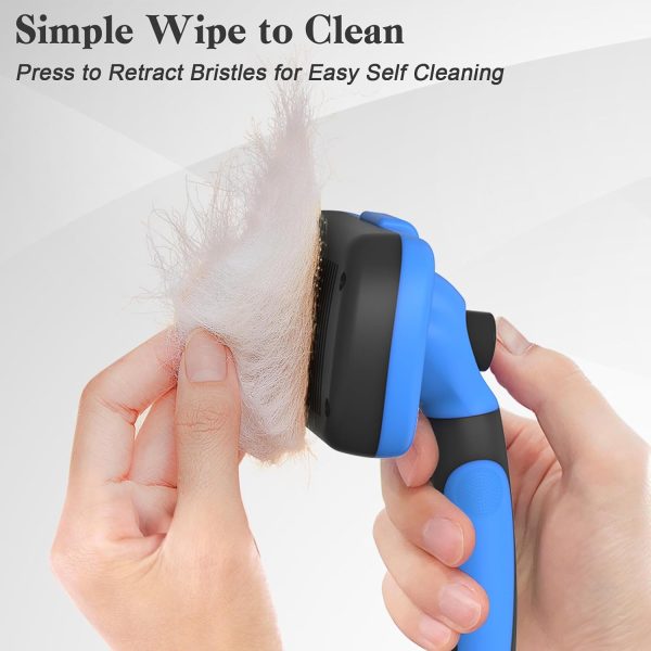 Swihauk Self Cleaning Slicker Brush - Skin Friendly Deshedding Grooming Tool for Dogs & Cats, Suitable for Shedding & Haired Pets, with Pet Supplies Accessories, Blue - Image 3